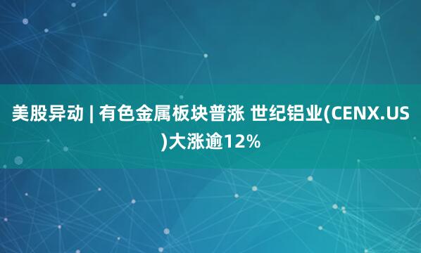美股异动 | 有色金属板块普涨 世纪铝业(CENX.US)大涨逾12%