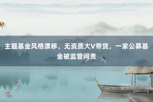 主题基金风格漂移、无资质大V带货，一家公募基金被监管问责
