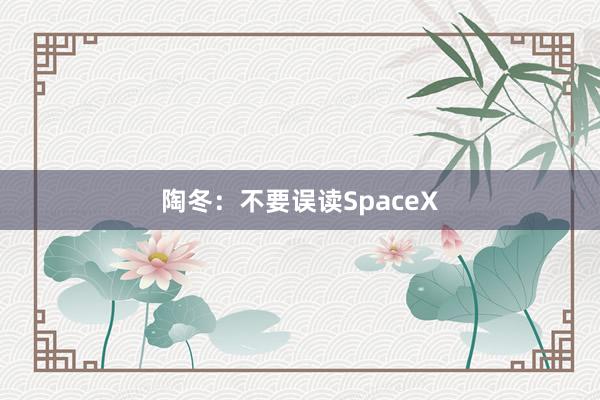 陶冬：不要误读SpaceX