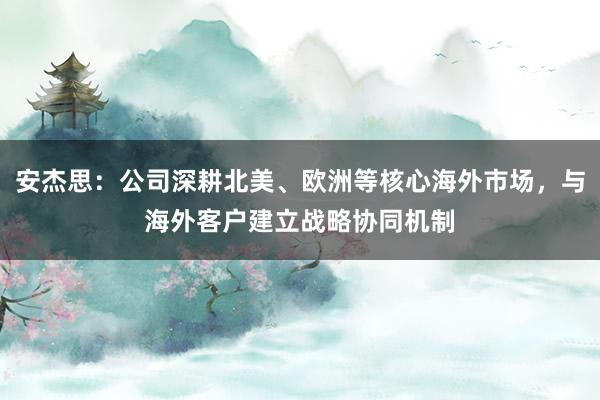 安杰思：公司深耕北美、欧洲等核心海外市场，与海外客户建立战略协同机制