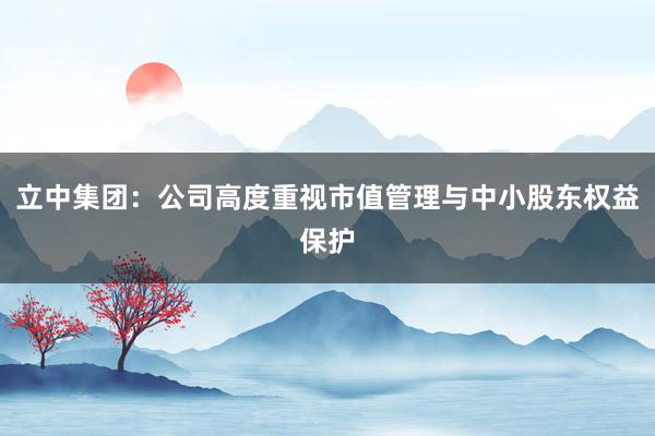立中集团：公司高度重视市值管理与中小股东权益保护