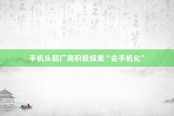 手机头部厂商积极探索“去手机化”