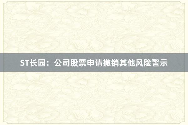 ST长园：公司股票申请撤销其他风险警示