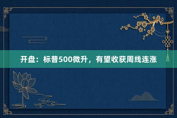 开盘：标普500微升，有望收获周线连涨