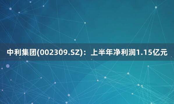 中利集团(002309.SZ)：上半年净利润1.15亿元