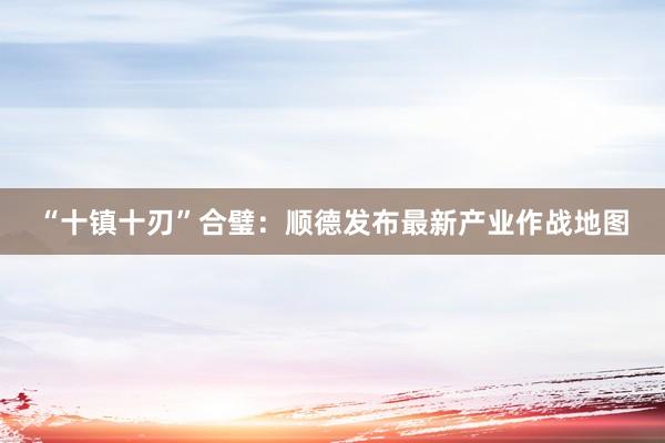 “十镇十刃”合璧：顺德发布最新产业作战地图