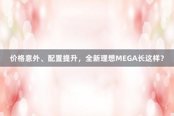 价格意外、配置提升，全新理想MEGA长这样？