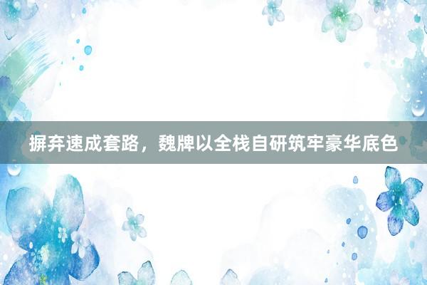 摒弃速成套路，魏牌以全栈自研筑牢豪华底色