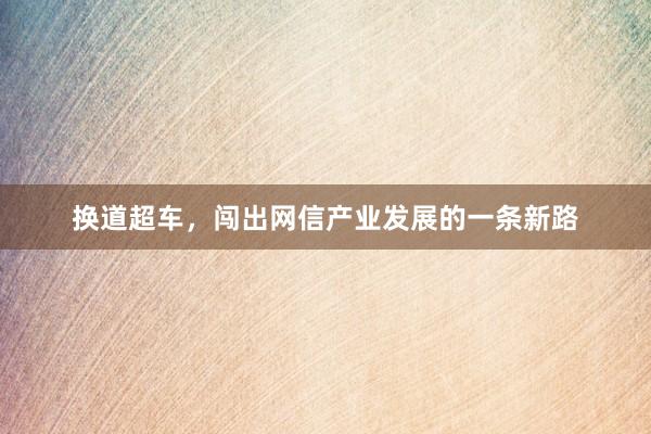 换道超车，闯出网信产业发展的一条新路