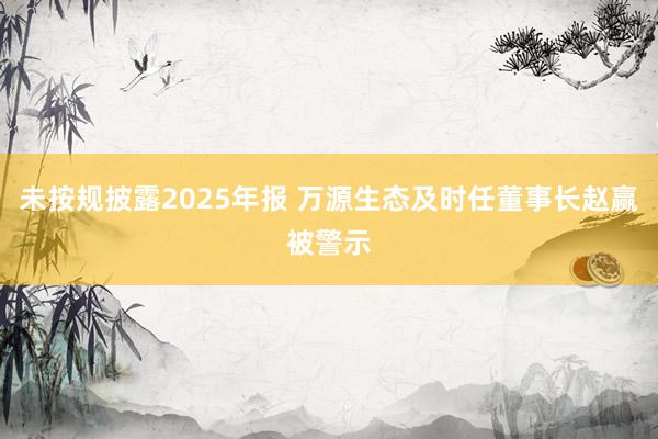 未按规披露2025年报 万源生态及时任董事长赵赢被警示