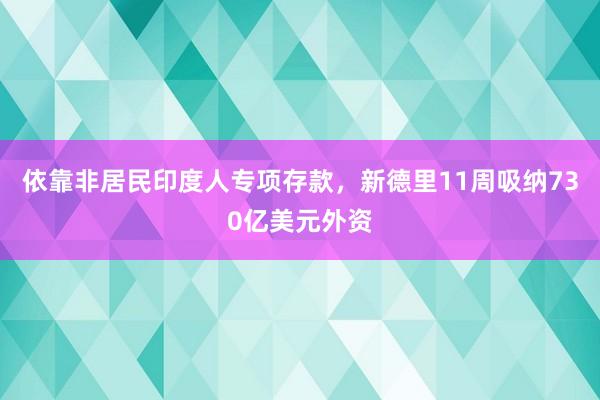 依靠非居民印度人专项存款，新德里11周吸纳730亿美元外资