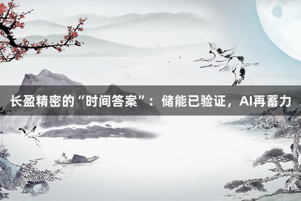 长盈精密的“时间答案”：储能已验证，AI再蓄力