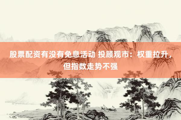 股票配资有没有免息活动 投顾观市：权重拉升，但指数走势不强