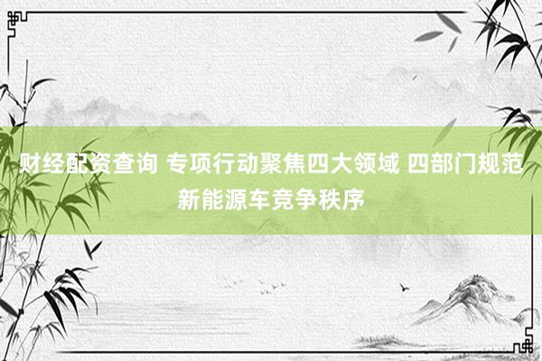 财经配资查询 专项行动聚焦四大领域 四部门规范新能源车竞争秩序