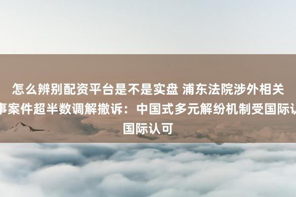 怎么辨别配资平台是不是实盘 浦东法院涉外相关商事案件超半数调解撤诉：中国式多元解纷机制受国际认可