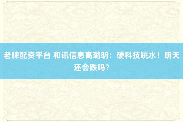 老牌配资平台 和讯信息高璐明：硬科技跳水！明天还会跌吗？