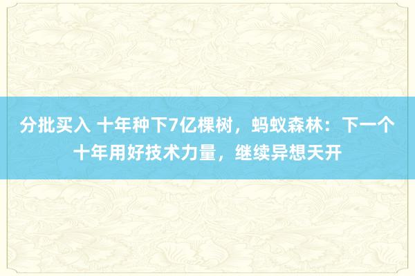 分批买入 十年种下7亿棵树，蚂蚁森林：下一个十年用好技术力量，继续异想天开