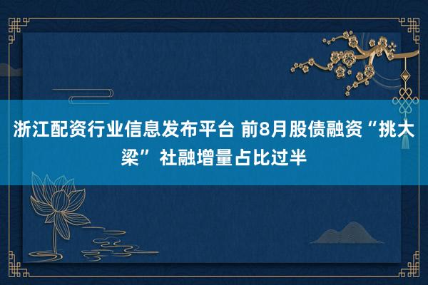 浙江配资行业信息发布平台 前8月股债融资“挑大梁” 社融增量占比过半