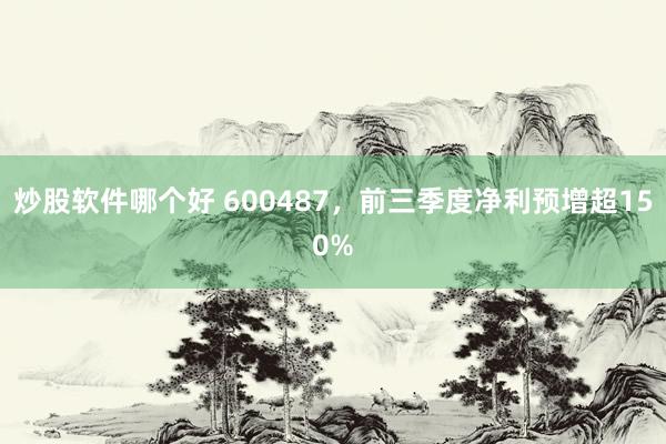 炒股软件哪个好 600487，前三季度净利预增超150%