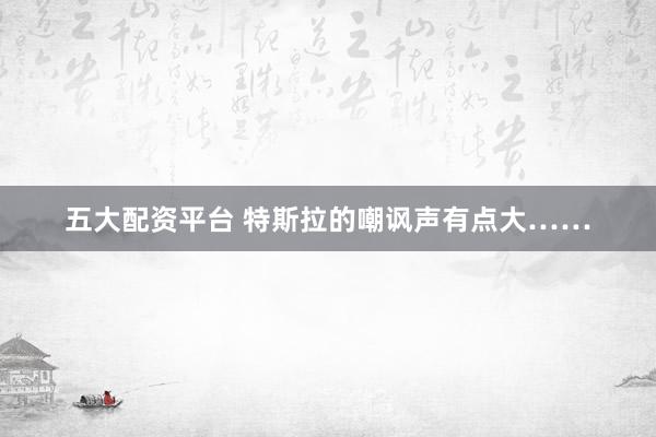 五大配资平台 特斯拉的嘲讽声有点大……